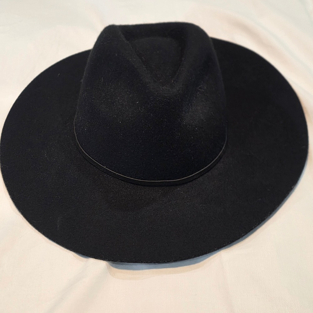 Lack of Color Fedora Hat Womens Medium Black Good Wool Wide Brim Pinched Crown